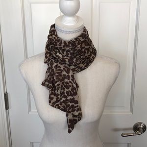 Animal Print Scarf or Wrap Brown Cream Gold